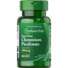 Puritans Pride Chromium Picolinate 500 mcg Yeast Free 100 Tablets