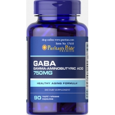 Puritans Pride GABA (Gamma Aminobutyric Acid) 750 mg 90 Capsules 