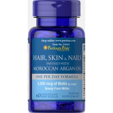 Puritans Pride Hair, Skin Nails infused with Moroccan Argan Oil 60 Softgels