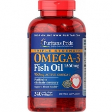  Puritans Pride Triple Strength Omega-3 Fish Oil 1400 mg (950 mg Active Omega-3) 240 Softgels