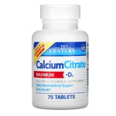 21st Century Calcium Citrate + D3 Maximum 75 Tablets