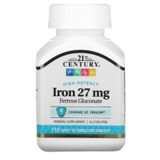 21st Century High-Potency Iron 27 mg 110 Easy to Swallow Tablets