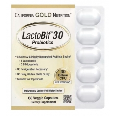 California Gold Nutrition LactoBif 30 Probiotics 30 Billion CFU 60 Veggie Capsules