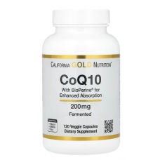 California Gold Nutrition CoQ10 with Bioperine® and Black Pepper Extract Enhanced Biovailability 200 mg 120 Veggie Capsules