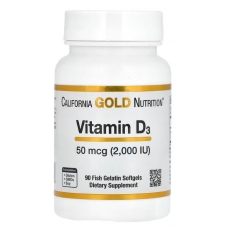 California Gold Nutrition Vitamin D3 50 mcg (2000 IU) 90 Fish Gelatin Softgels