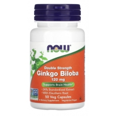 NOW Foods Ginkgo Biloba Double Strength 120 mg 50 Veg Capsules