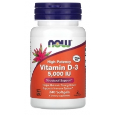NOW Foods Vitamin D3 125 mcg (5000 IU) 240 Softgels 
