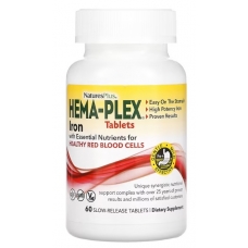 NaturesPlus Hema-Plex Iron with Essential Nutrients for Healthy Red Blood Cells 60 Slow-Release Tablets