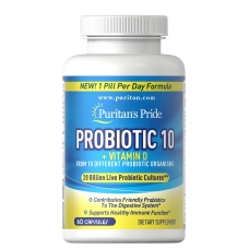 Puritans Pride Probiotic 10 with Vitamin D 20 billion 60 cap