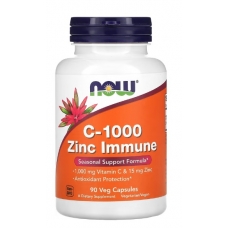 NOW Foods C-1000 Zinc Immune Vitamin C 1000 mg & Zinc 15 mg  90 Veg Capsules