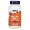 NOW Foods Mega D-3 & MK-7 5000 IU / 180 mcg 120 Capsules