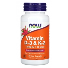 NOW Foods Mega D-3 & MK-7 5000 IU / 180 mcg 60 Capsules
