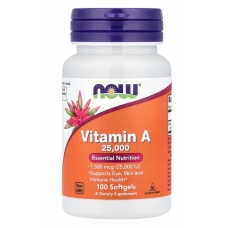 NOW Foods Vitamin A 7500 mcg (25000 IU) 100 Softgels