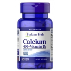Puritan's Pride Calcium Carbonate 600 mg + Vitamin D 125 IU 60 Coated Caplets