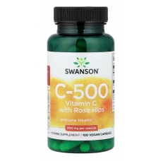 Swanson Vitamins C-500 Vitamin C With Rose Hips 100 Vegan Capsules