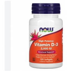 NOW Foods Vitamin D3 50 mcg (2000 IU) 120 Softgels