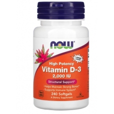 NOW Foods Vitamin D3 50 mcg (2000 IU) 240 Softgels