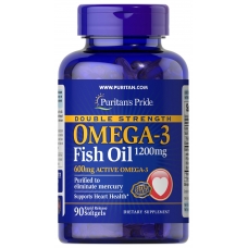 Puritan's Pride Double Strength Omega-3 Fish Oil 1200 mg/600 mg Omega-3 90 Softgels
