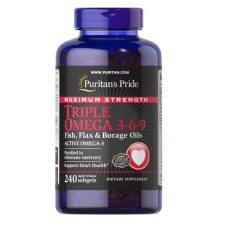 Puritans Pride Maximum Strength Triple Omega 3-6-9 Fish, Flax & Borage Oils 240 cap