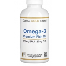 California Gold Nutrition Omega-3 Premium Fish Oil 240 Fish Gelatin Softgels