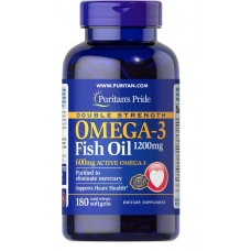 Puritan's Pride Double Strength Omega-3 Fish Oil 1200 mg/600 mg Omega-3 180 Softgels