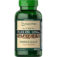 Puritans Pride Natural Flax Oil  3-6-9 1200 mg 100 Rapid Release 200 Softgels