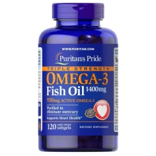 Puritans Pride Triple Strength Omega-3 Fish Oil 1400 mg (950 mg Active Omega-3) 120 Softgels