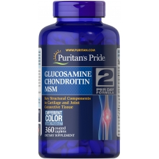 Puritan's Pride Glucosamine Chondroitin & MSM-2 Per Day Formula 360 capl (180 днів прийому)
