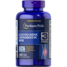 Puritan's Pride Glucosamine, Chondroitin & MSM-3 Per Day Formula 240 capl (80 днів прийому)