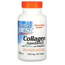 Doctor's Best Collagen Types 1 and 3 with Peptan and Vitamin C 1000 mg 180 Tablets