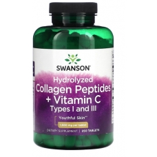 Swanson Hydrolyzed Collagen Peptides + Vitamin C 1000 mg 250 Tablets